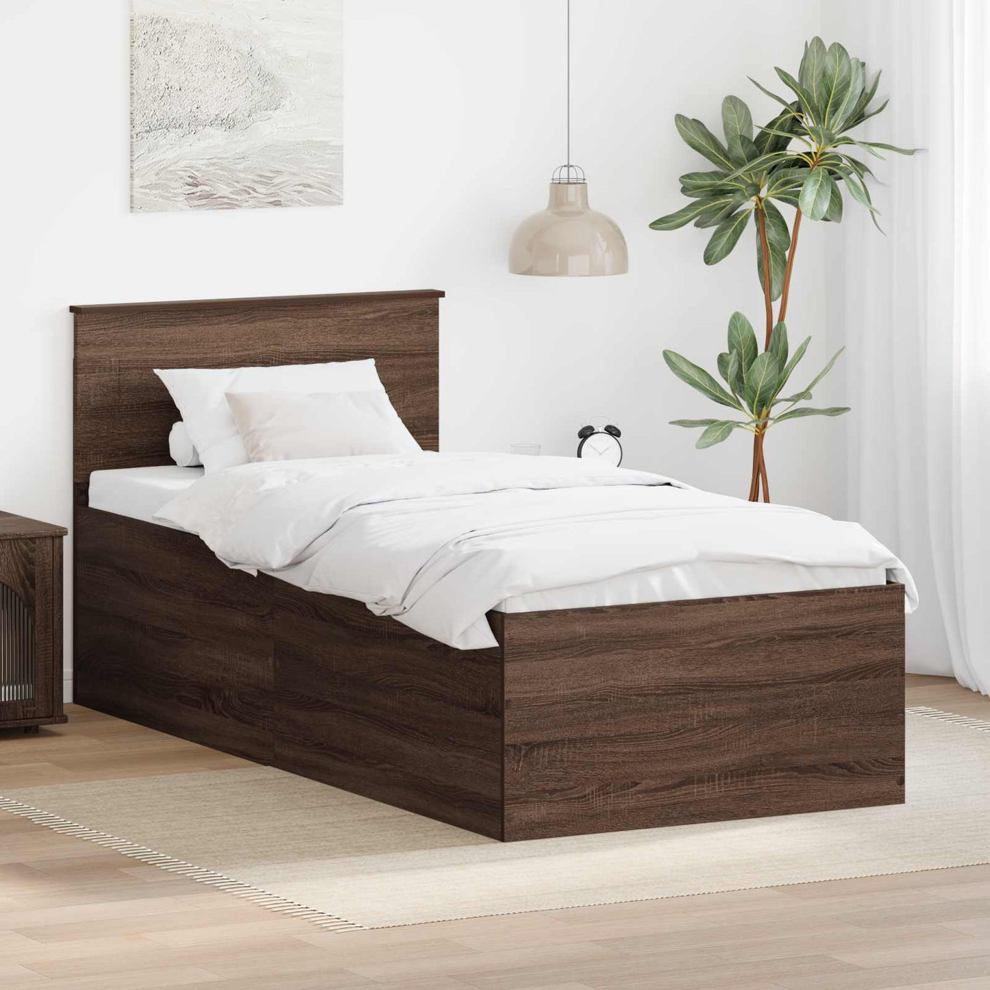 vidaXL Bettrahmen Braun Eichen-Optik 120 x 200 cm Holzwerkstoff