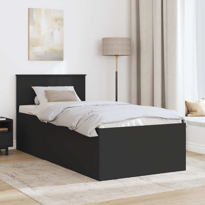 vidaXL Cadre de lit avec tête de lit Noir 90 x 190 cm Bois d'ingénierie