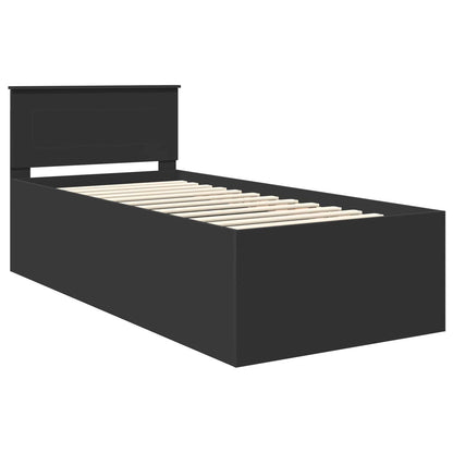 vidaXL Cadre de lit avec tête de lit Noir 90 x 190 cm Bois d'ingénierie