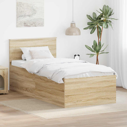 vidaXL Cadre de lit avec tête de lit chêne Sonoma 90 x 190 cm Bois d'ingénierie