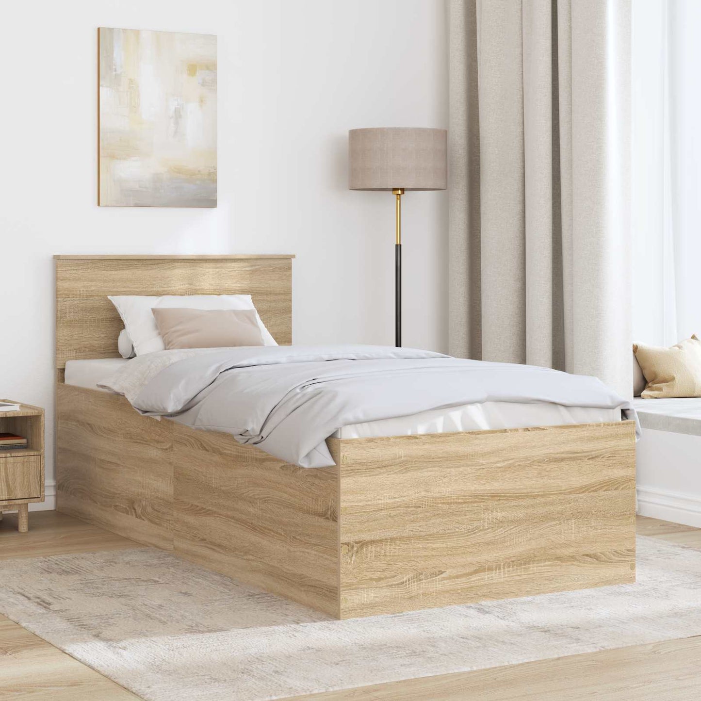 vidaXL Cadre de lit avec tête de lit chêne Sonoma 90 x 190 cm Bois d'ingénierie