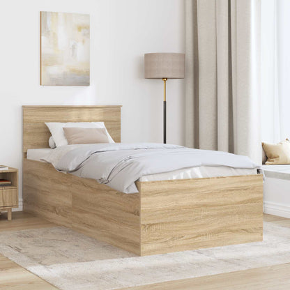 vidaXL Cadre de lit avec tête de lit chêne Sonoma 90 x 190 cm Bois d'ingénierie
