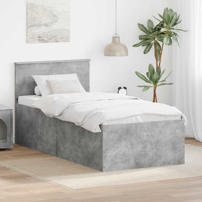 Bettrahmen mit Kopfteil Beton Grau 90 x 190 cm Holzwerkstoff
