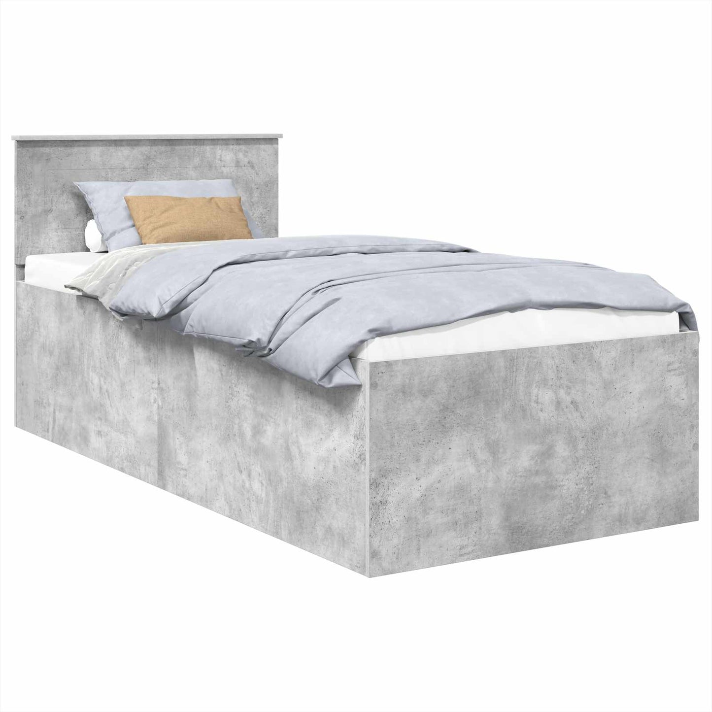 Bettrahmen mit Kopfteil Beton Grau 90 x 190 cm Holzwerkstoff