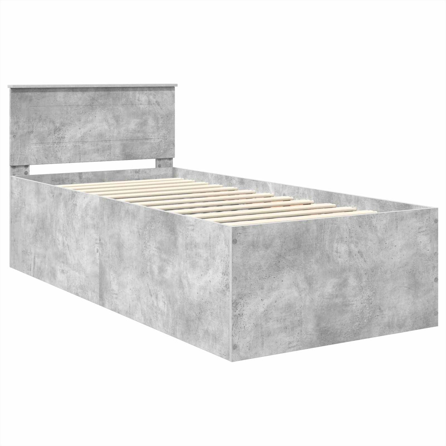 Bettrahmen mit Kopfteil Beton Grau 90 x 190 cm Holzwerkstoff