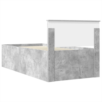 Bettrahmen mit Kopfteil Beton Grau 90 x 190 cm Holzwerkstoff