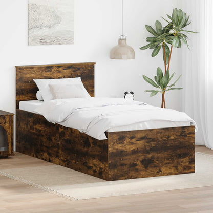 vidaXL Cadre de lit Chêne fumé 90 x 190 cm Bois d'ingénierie