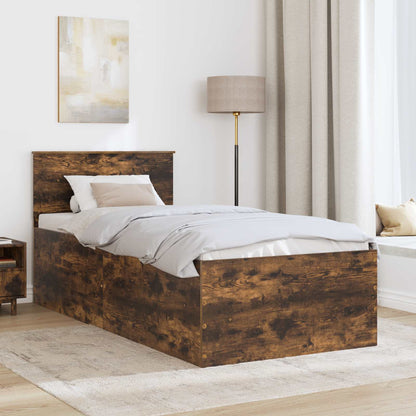 vidaXL Cadre de lit Chêne fumé 90 x 190 cm Bois d'ingénierie