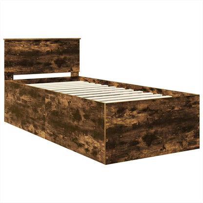 vidaXL Cadre de lit Chêne fumé 90 x 190 cm Bois d'ingénierie