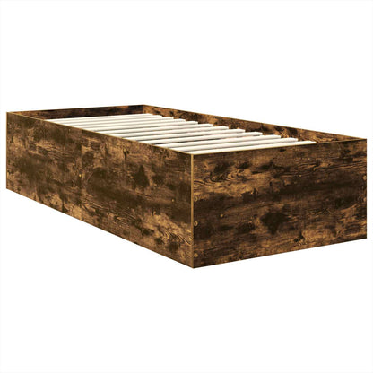 vidaXL Cadre de lit Chêne fumé 90 x 190 cm Bois d'ingénierie