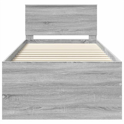vidaXL Cadre de lit avec tête de lit Gris Sonoma 90 x 190 cm Bois d'ingénierie