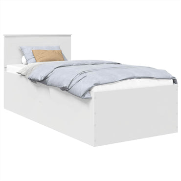 vidaXL Cadre de lit avec tête de lit Blanc 90 x 200 cm Bois d'ingénierie
