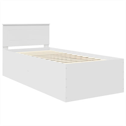 vidaXL Cadre de lit avec tête de lit Blanc 90 x 200 cm Bois d'ingénierie