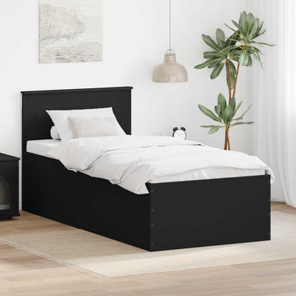 vidaXL Cadre de lit avec tête de lit Noir 90 x 200 cm Bois d'ingénierie