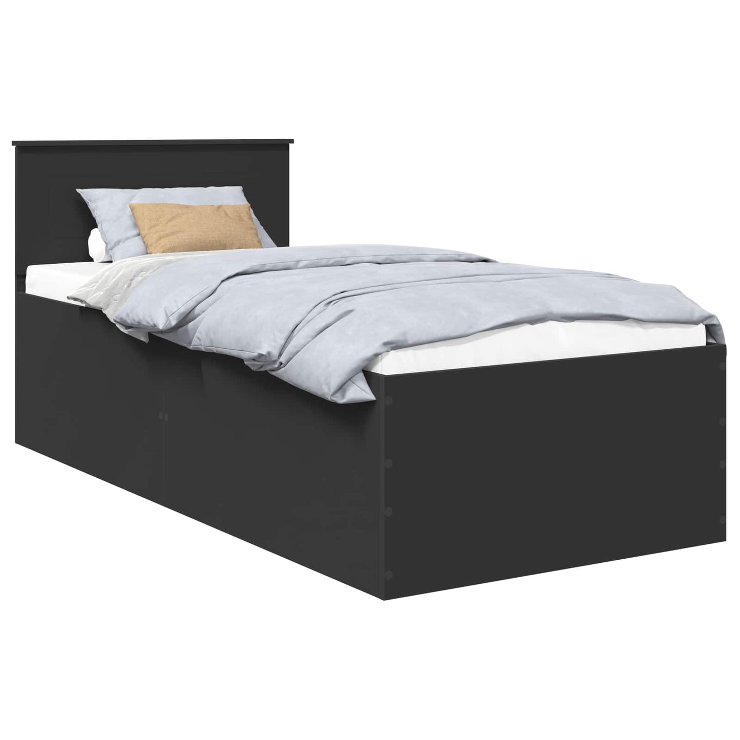 vidaXL Cadre de lit avec tête de lit Noir 90 x 200 cm Bois d'ingénierie