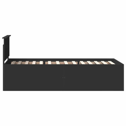 vidaXL Cadre de lit avec tête de lit Noir 90 x 200 cm Bois d'ingénierie