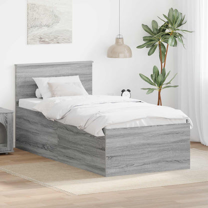 vidaXL Cadre de lit avec tête de lit gris Sonoma 90 x 200 cm Aggloméré