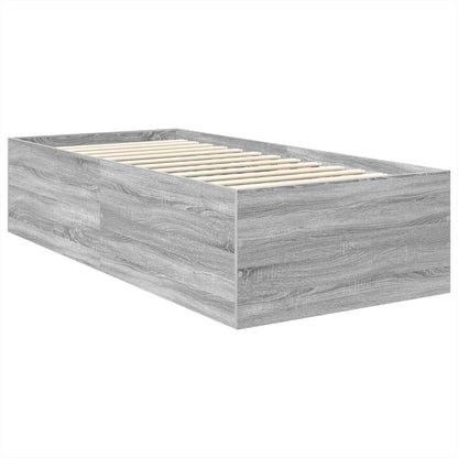 vidaXL Cadre de lit avec tête de lit gris Sonoma 90 x 200 cm Aggloméré