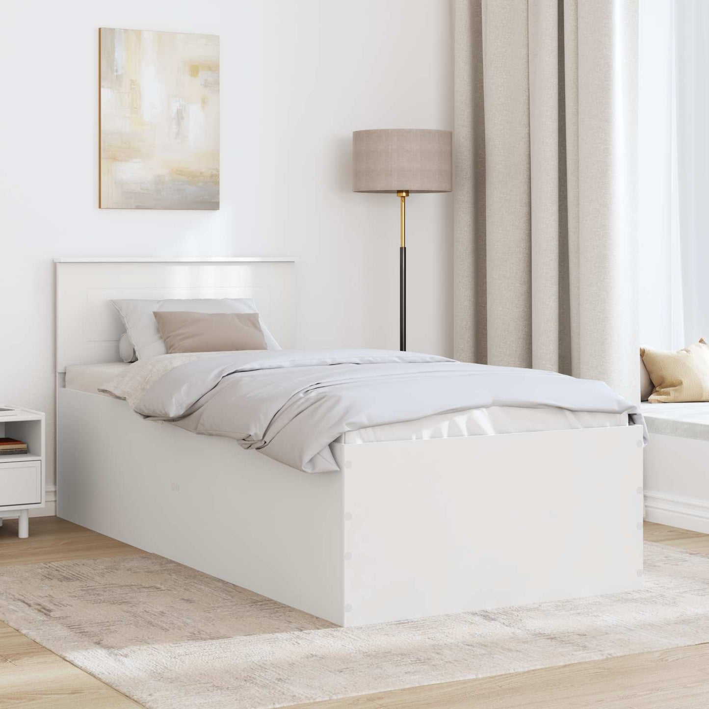 vidaXL Cadre de lit avec tête de lit Blanc 75 x 190 cm Bois d'ingénierie