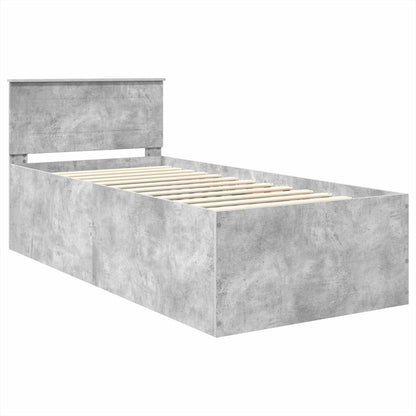 vidaXL Cadre de lit avec tête de lit Gris Béton 75 x 190 cm Aggloméré