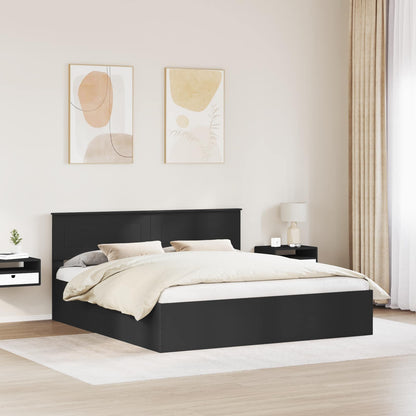 vidaXL Bettrahmen mit Kopfteil Schwarz 200 x 200 cm Holzwerkstoff