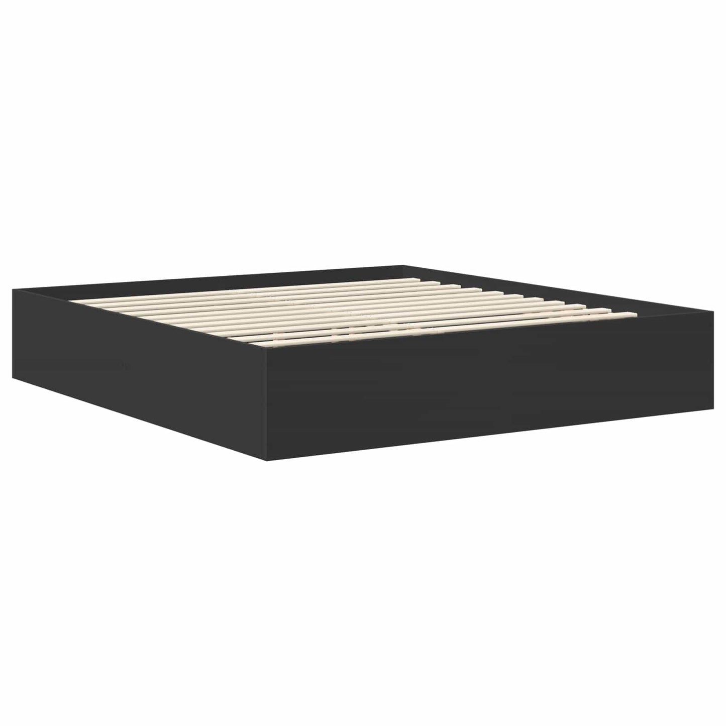 vidaXL Bettrahmen mit Kopfteil Schwarz 200 x 200 cm Holzwerkstoff