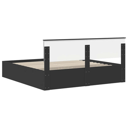 vidaXL Bettrahmen mit Kopfteil Schwarz 200 x 200 cm Holzwerkstoff