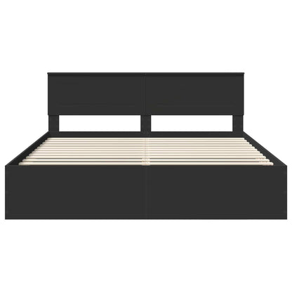 vidaXL Bettrahmen mit Kopfteil Schwarz 200 x 200 cm Holzwerkstoff