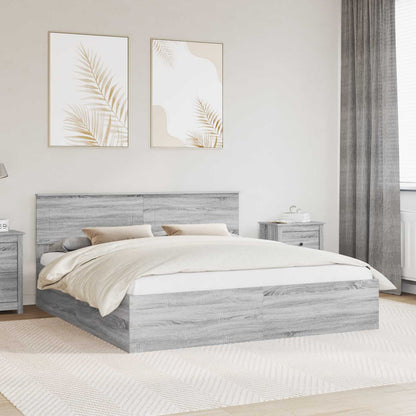 vidaXL Bettrahmen Graues Sonoma 200 x 200 cm Holzwerkstoff