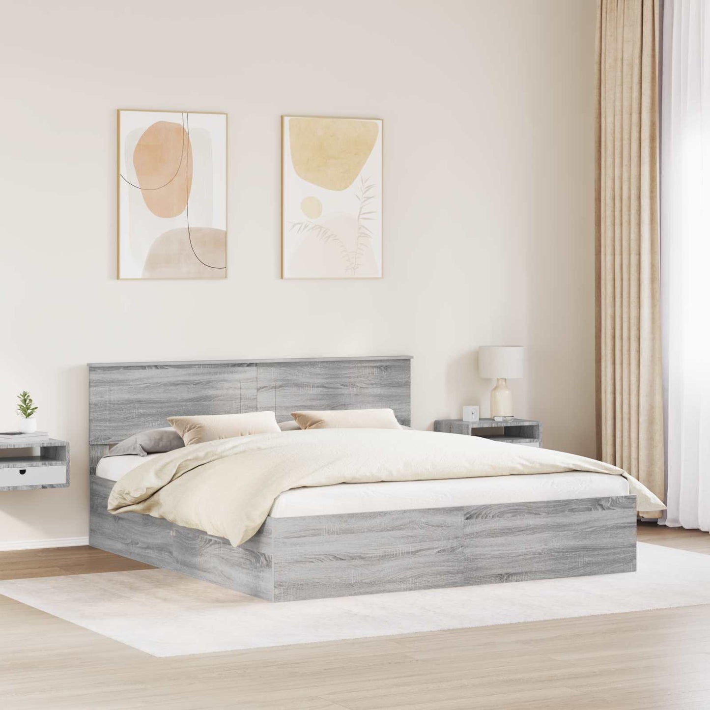 vidaXL Bettrahmen Graues Sonoma 200 x 200 cm Holzwerkstoff