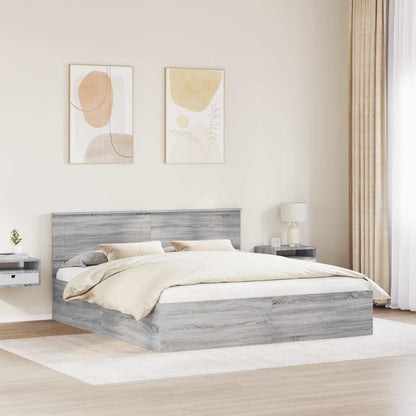 vidaXL Bettrahmen Graues Sonoma 200 x 200 cm Holzwerkstoff