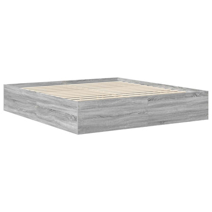 vidaXL Bettrahmen Graues Sonoma 200 x 200 cm Holzwerkstoff