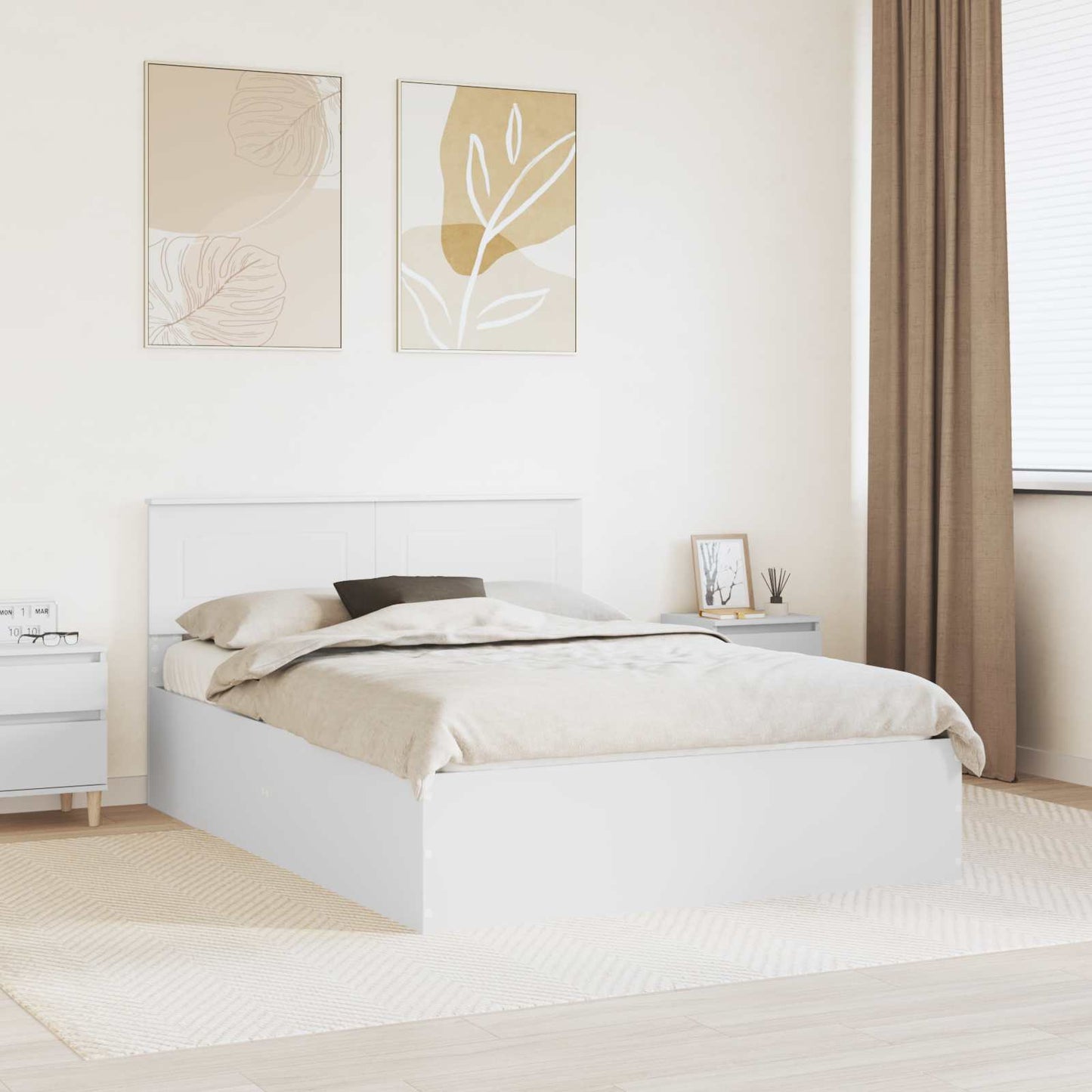 vidaXL Bettrahmen mit Kopfteil Weiß 150 x 200 cm Holzwerkstoff