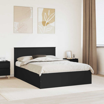 vidaXL Bettrahmen mit Kopfteil Schwarz 150 x 200 cm Holzwerkstoff