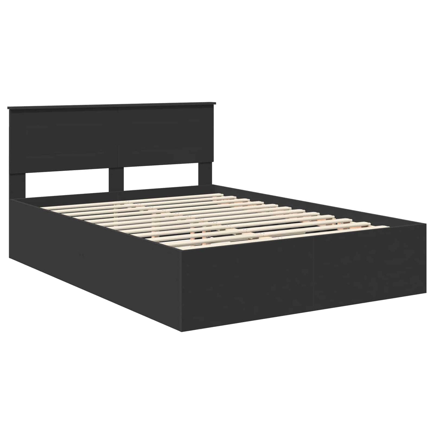 vidaXL Bettrahmen mit Kopfteil Schwarz 150 x 200 cm Holzwerkstoff