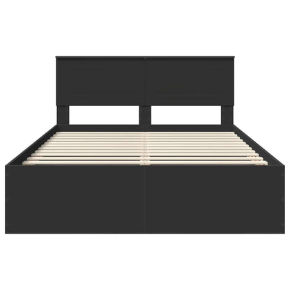vidaXL Bettrahmen mit Kopfteil Schwarz 150 x 200 cm Holzwerkstoff