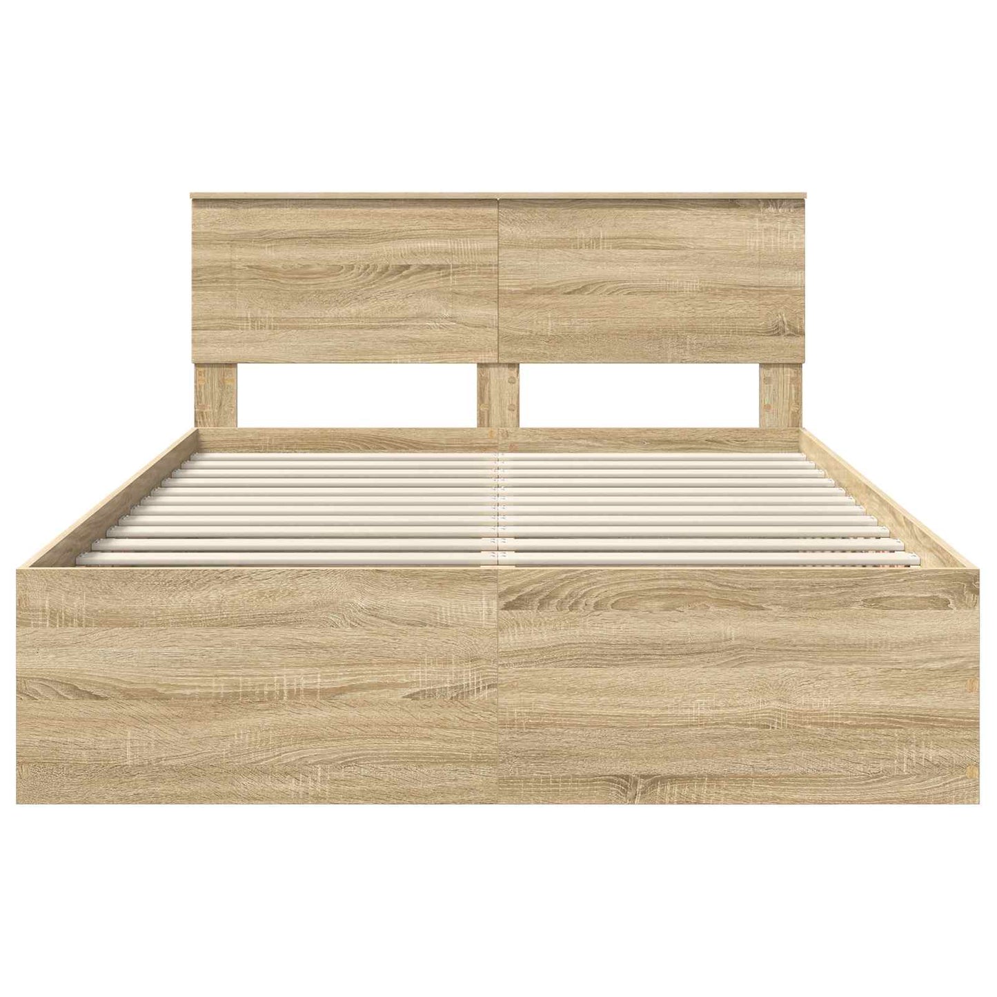 vidaXL Bettrahmen mit Kopfteil Sonoma-Eiche 150 x 200 cm Holzwerkstoff