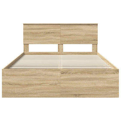 vidaXL Bettrahmen mit Kopfteil Sonoma-Eiche 150 x 200 cm Holzwerkstoff