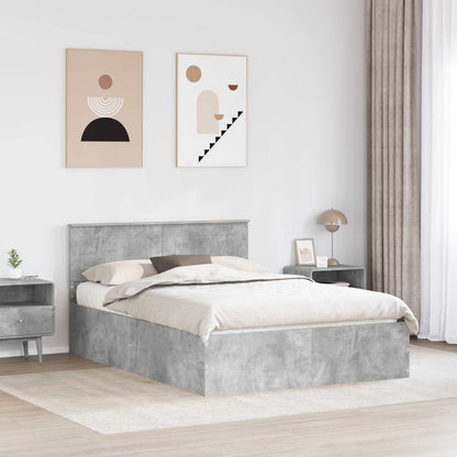 vidaXL Cadre de lit avec tête de lit gris béton 150 x 200 cm bois d'ingénierie