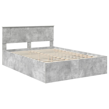 vidaXL Cadre de lit avec tête de lit gris béton 150 x 200 cm bois d'ingénierie