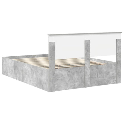 vidaXL Cadre de lit avec tête de lit gris béton 150 x 200 cm bois d'ingénierie