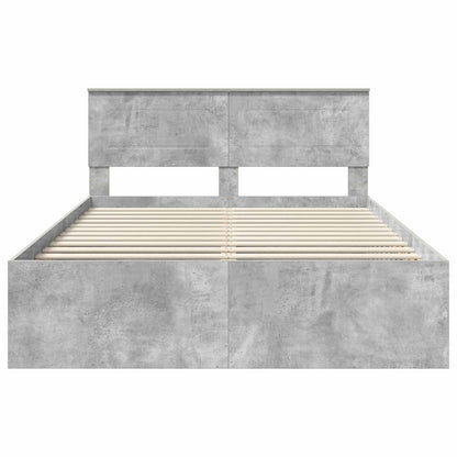 vidaXL Cadre de lit avec tête de lit gris béton 150 x 200 cm bois d'ingénierie