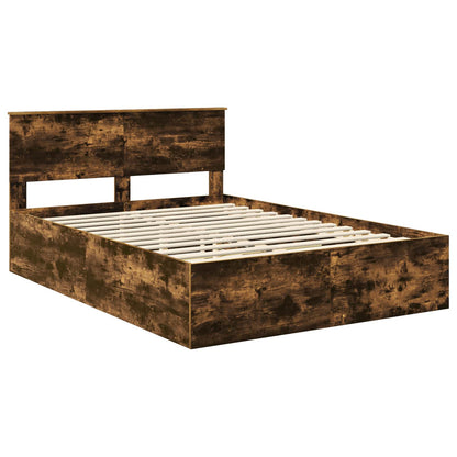 vidaXL Bettrahmen Geräucherte Eiche 150 x 200 cm Holzwerkstoff
