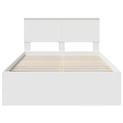 vidaXL Cadre de lit avec tête de lit Blanc 135 x 190 cm Aggloméré