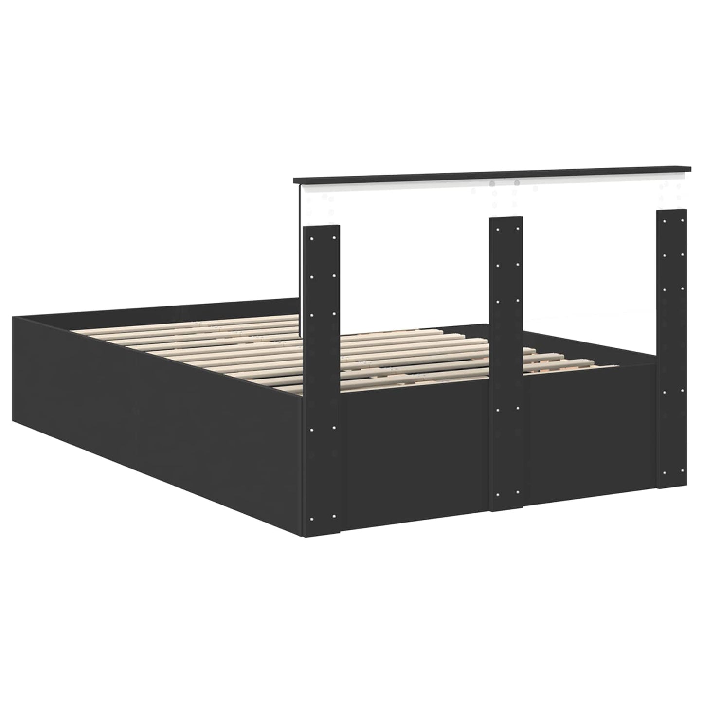 vidaXL Bettrahmen mit Kopfteil Schwarz 135 x 190 cm Holzwerkstoff