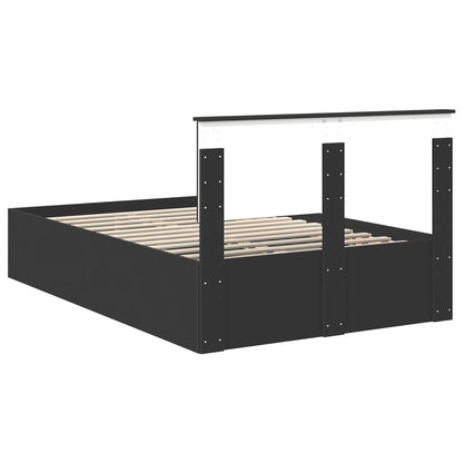 vidaXL Bettrahmen mit Kopfteil Schwarz 135 x 190 cm Holzwerkstoff
