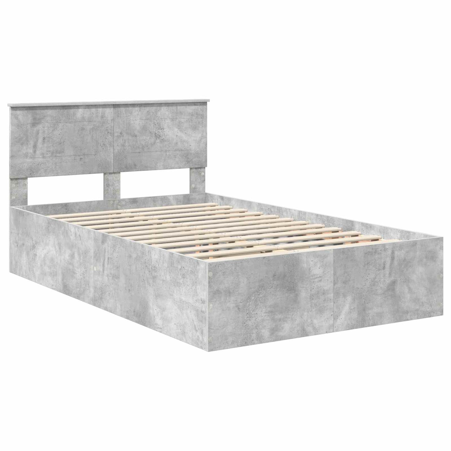 vidaXL Bettrahmen mit Kopfteil Beton Grau 135 x 190 cm Holzwerkstoff