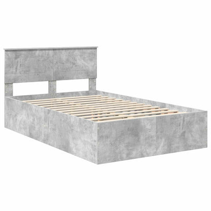 vidaXL Bettrahmen mit Kopfteil Beton Grau 135 x 190 cm Holzwerkstoff