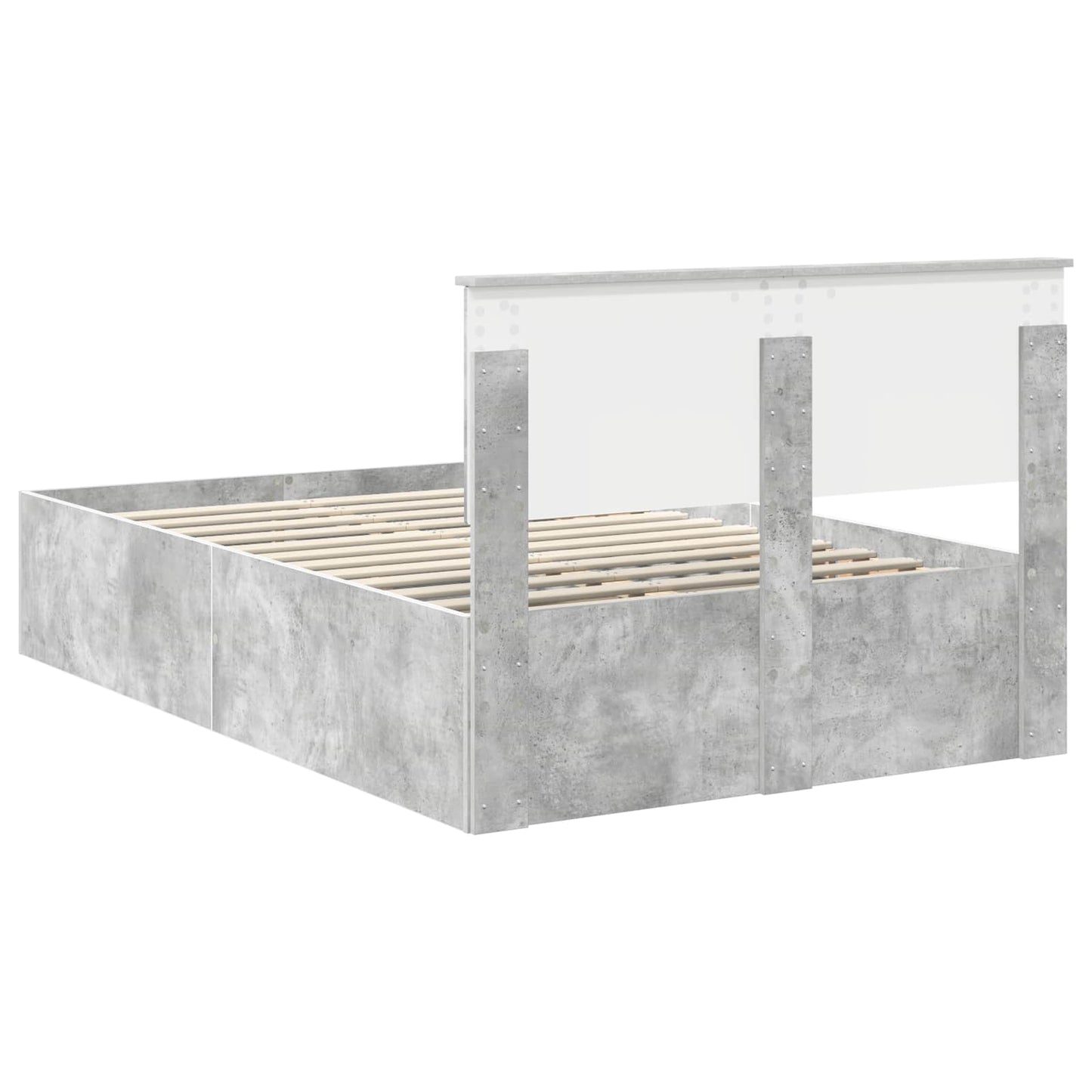 vidaXL Bettrahmen mit Kopfteil Beton Grau 135 x 190 cm Holzwerkstoff