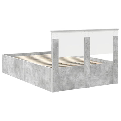 vidaXL Bettrahmen mit Kopfteil Beton Grau 135 x 190 cm Holzwerkstoff